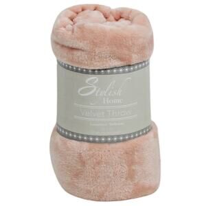 Stylish Home Velvet Throw Plush Lightweight Throw 50"X 60" Peach Frost